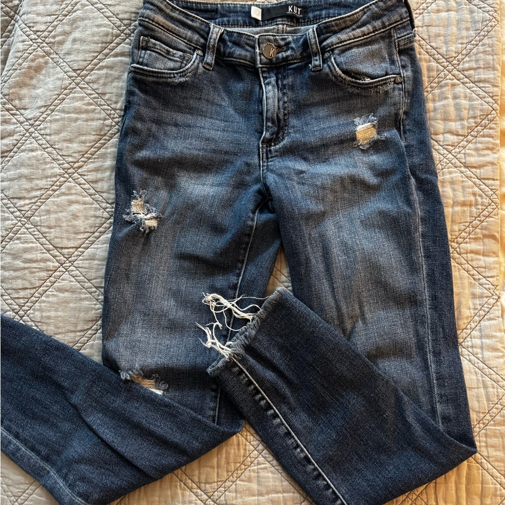 Women's KUT Distressed Blue Jeans